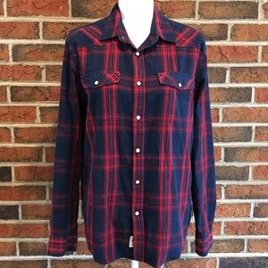 L.O.G.G H&M Men’s Red & Navy Flannel Shirt Size M